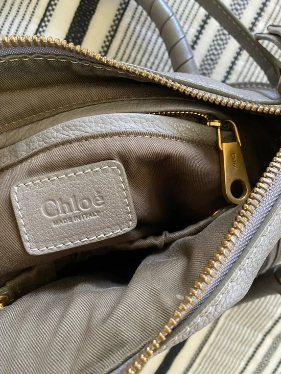 Chloé Marcie Medium Leather Shoulder Bag —  Gray with Gold Hardware - Picture 3 of 10